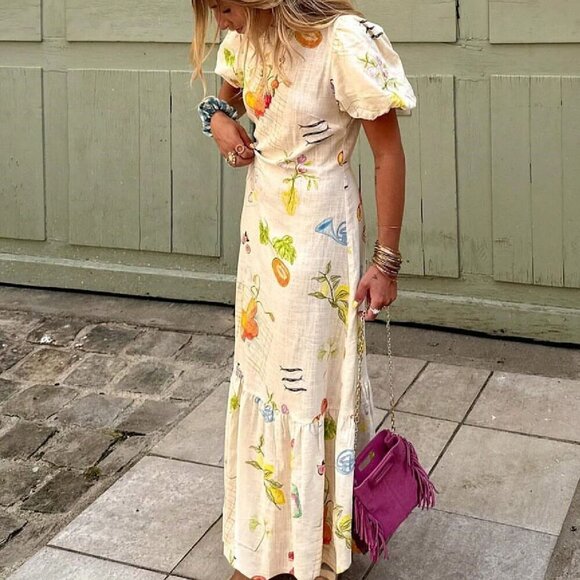 Apricot Casual Women's Elegant Printed Backless Boho Dress - Picture 7 of 11